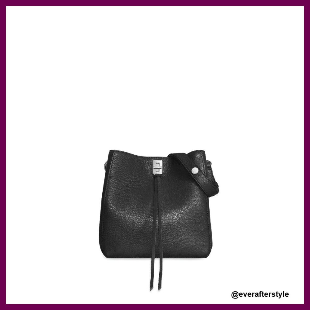 Genuine Leather Shoulder Bag Chic Minimal Classic Twist Lock Closure